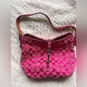 Coach Canvas Shoulder Bag with Suede Trim